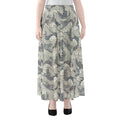 Chinese Sea Dragon Pattern Print Chiffon Maxi Skirt