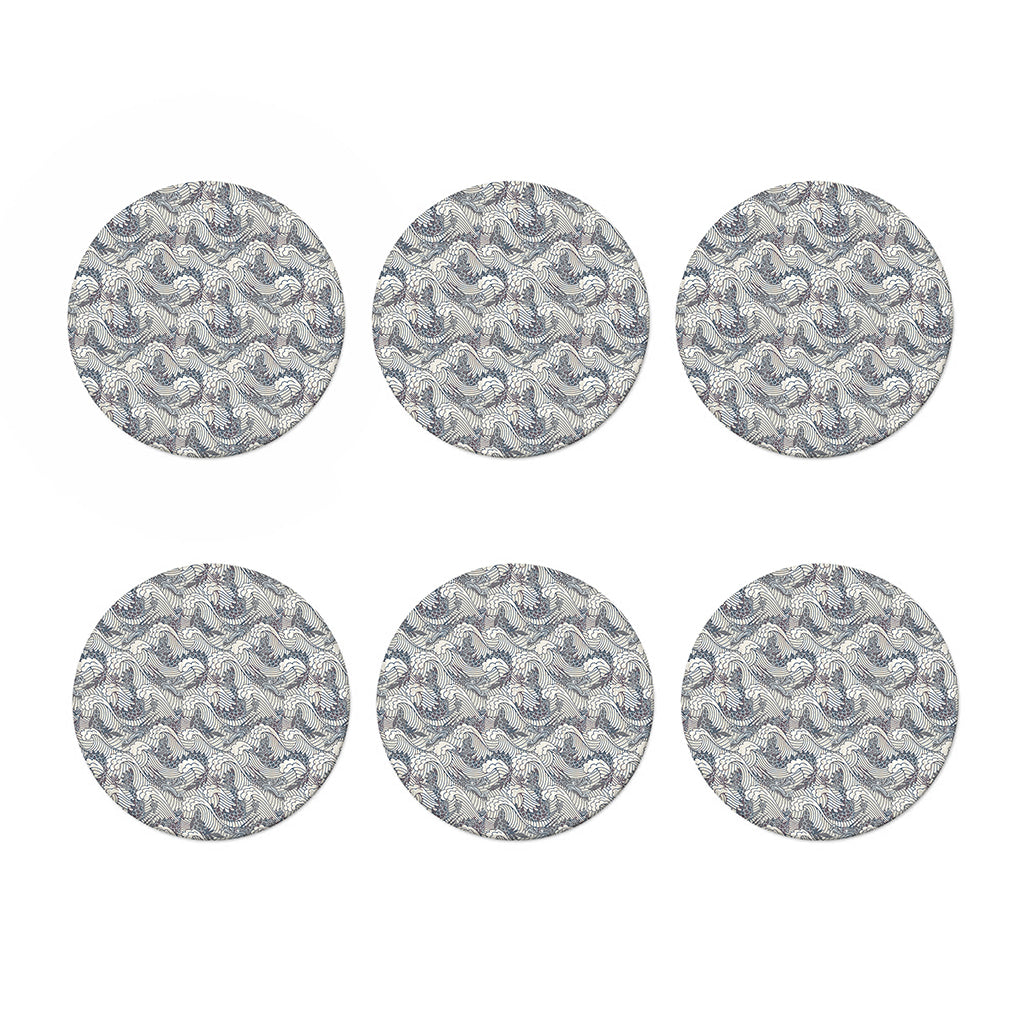 Chinese Sea Dragon Pattern Print Coaster Set