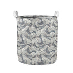 Chinese Sea Dragon Pattern Print Collapsible Laundry Basket