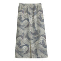 Chinese Sea Dragon Pattern Print Cotton Front Slit Maxi Skirt