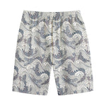 Chinese Sea Dragon Pattern Print Cotton Shorts