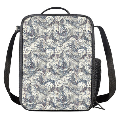 Chinese Sea Dragon Pattern Print Crossbody Lunch Bag