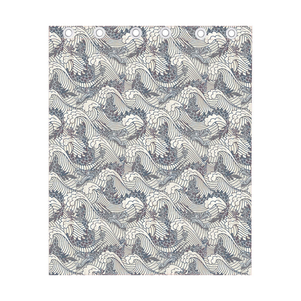 Chinese Sea Dragon Pattern Print Curtain