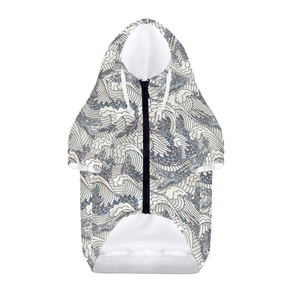 Chinese Sea Dragon Pattern Print Dog Zip Up Hoodie