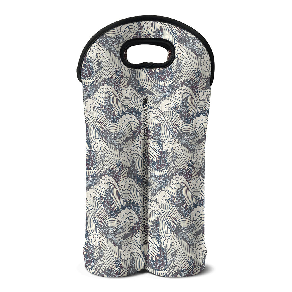 Chinese Sea Dragon Pattern Print Double Neoprene Wine Tote