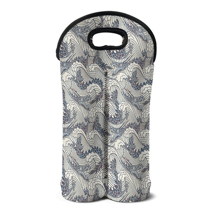 Chinese Sea Dragon Pattern Print Double Neoprene Wine Tote