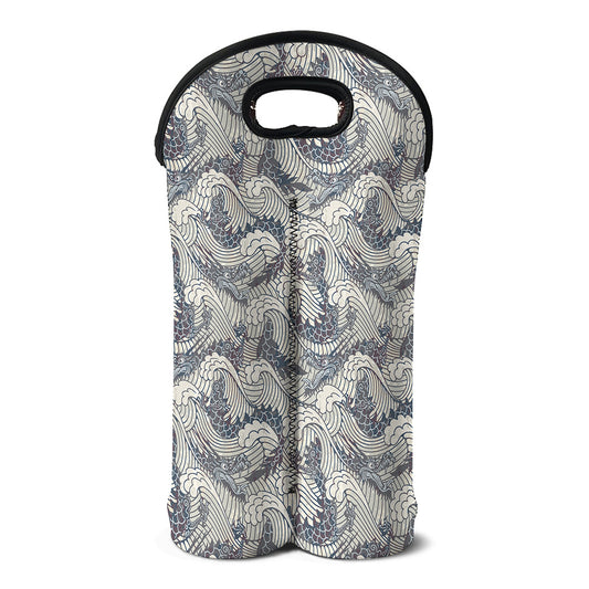 Chinese Sea Dragon Pattern Print Double Neoprene Wine Tote