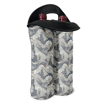 Chinese Sea Dragon Pattern Print Double Neoprene Wine Tote