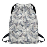 Chinese Sea Dragon Pattern Print Drawstring Backpack