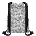 Chinese Sea Dragon Pattern Print Drawstring Backpack