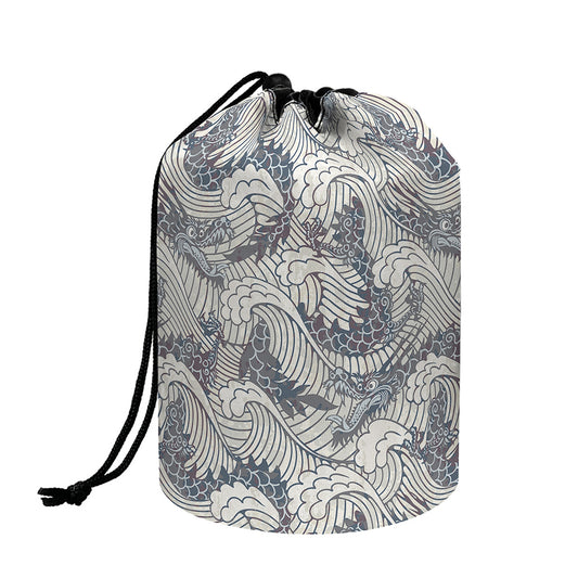 Chinese Sea Dragon Pattern Print Drawstring Makeup Bag