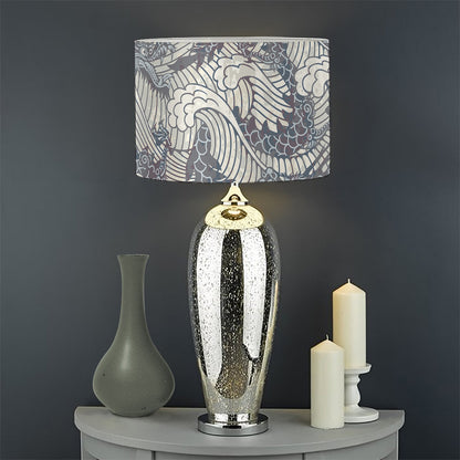 Chinese Sea Dragon Pattern Print Drum Lamp Shade