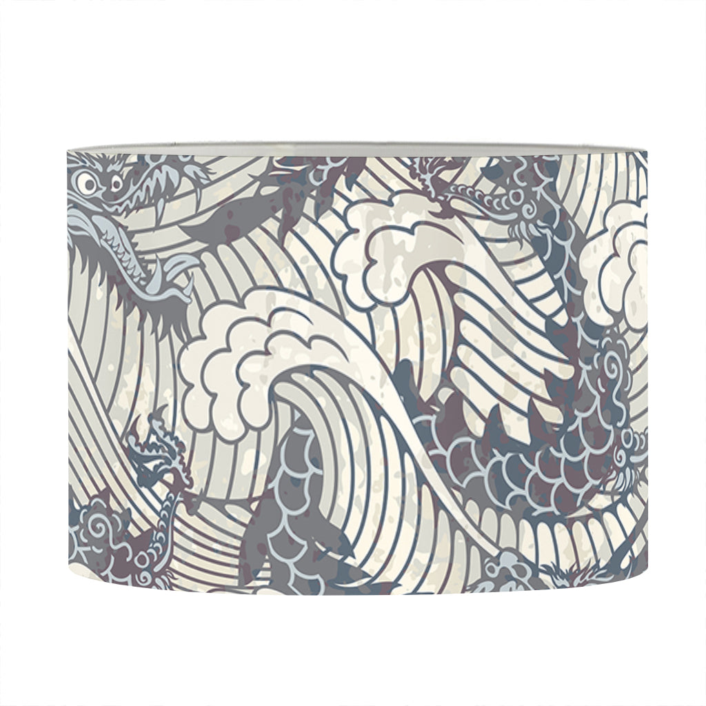 Chinese Sea Dragon Pattern Print Drum Lamp Shade
