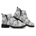 Chinese Sea Dragon Pattern Print Flat Ankle Boots