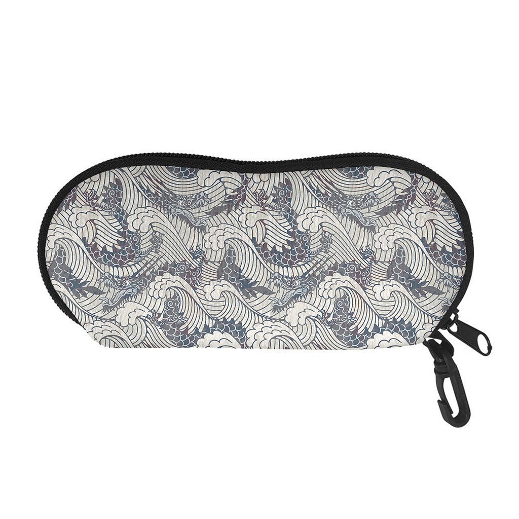 Chinese Sea Dragon Pattern Print Glasses Case