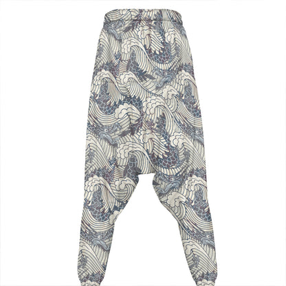 Chinese Sea Dragon Pattern Print Hammer Pants