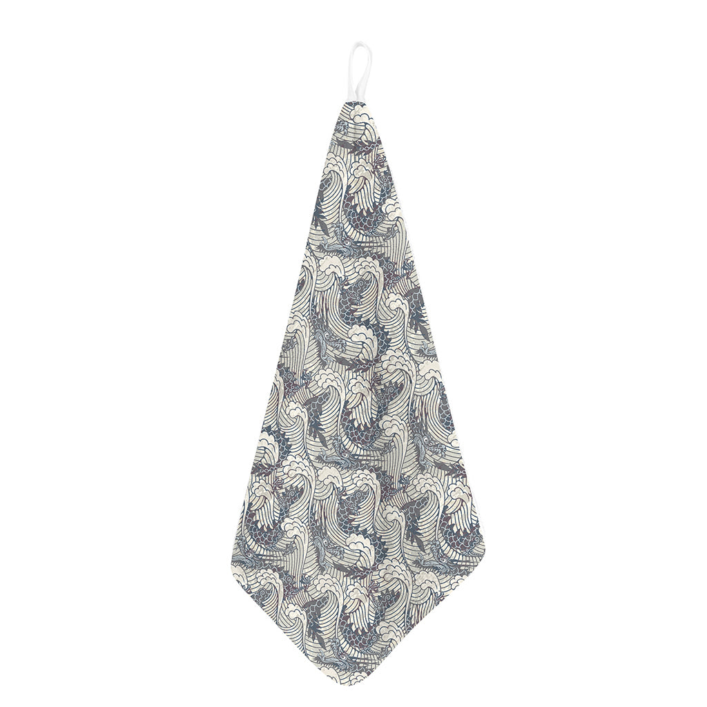 Chinese Sea Dragon Pattern Print Hand Towel