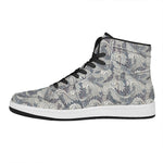 Chinese Sea Dragon Pattern Print High Top Leather Sneakers