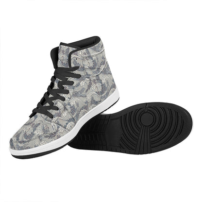 Chinese Sea Dragon Pattern Print High Top Leather Sneakers