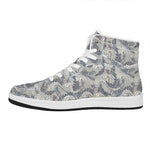 Chinese Sea Dragon Pattern Print High Top Leather Sneakers