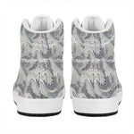 Chinese Sea Dragon Pattern Print High Top Leather Sneakers