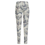 Chinese Sea Dragon Pattern Print High-Waisted Pocket Leggings