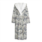 Chinese Sea Dragon Pattern Print Hooded Bathrobe