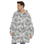 Chinese Sea Dragon Pattern Print Hoodie Blanket