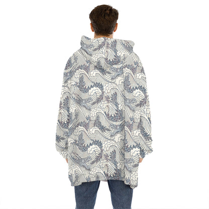 Chinese Sea Dragon Pattern Print Hoodie Blanket