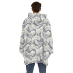 Chinese Sea Dragon Pattern Print Hoodie Blanket