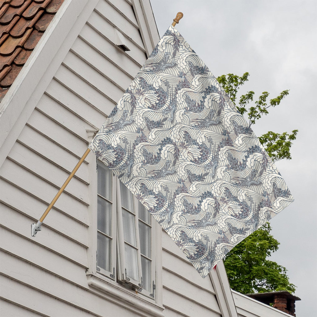 Chinese Sea Dragon Pattern Print House Flag