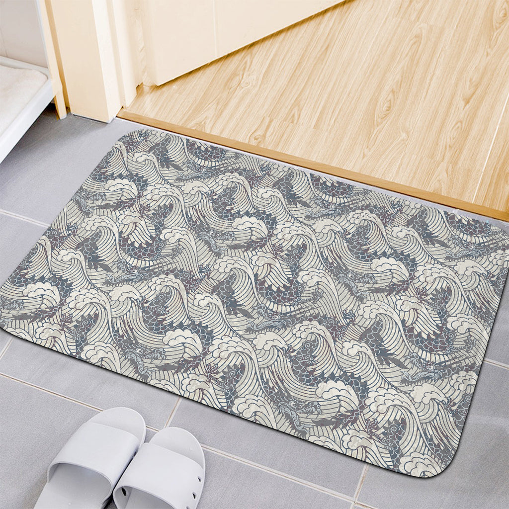 Chinese Sea Dragon Pattern Print Indoor Door Mat