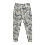 Chinese Sea Dragon Pattern Print Jogger Pants