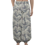 Chinese Sea Dragon Pattern Print Lantern Pants