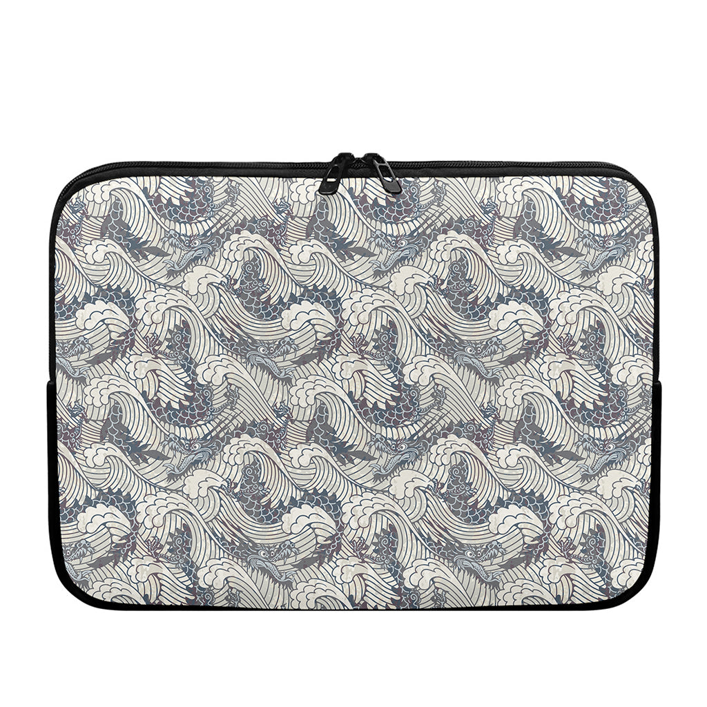 Chinese Sea Dragon Pattern Print Laptop Sleeve