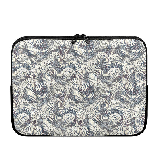Chinese Sea Dragon Pattern Print Laptop Sleeve