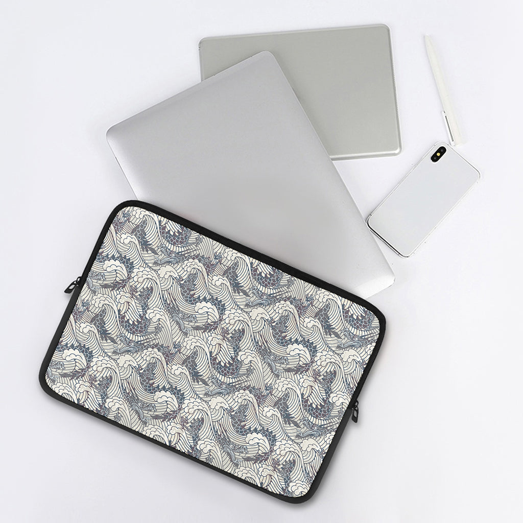 Chinese Sea Dragon Pattern Print Laptop Sleeve
