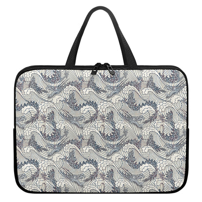 Chinese Sea Dragon Pattern Print Laptop Sleeve With Handle