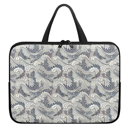 Chinese Sea Dragon Pattern Print Laptop Sleeve With Handle