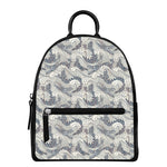 Chinese Sea Dragon Pattern Print Leather Backpack