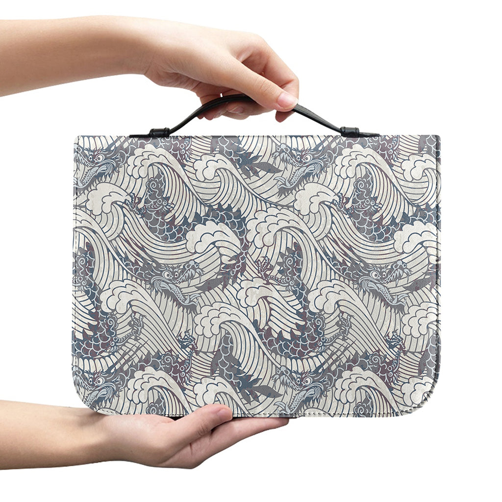 Chinese Sea Dragon Pattern Print Leather Bible Cover
