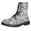 Chinese Sea Dragon Pattern Print Lace-Up Boots