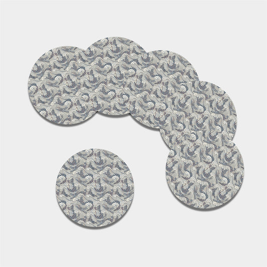 Chinese Sea Dragon Pattern Print Leather Coaster Set