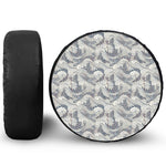 Chinese Sea Dragon Pattern Print Leather Spare Tire Cover