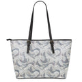 Chinese Sea Dragon Pattern Print Leather Tote Bag With Zipper