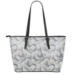 Chinese Sea Dragon Pattern Print Leather Tote Bag