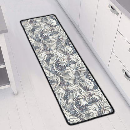 Chinese Sea Dragon Pattern Print Long Kitchen Mat