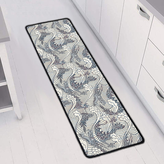 Chinese Sea Dragon Pattern Print Long Kitchen Mat