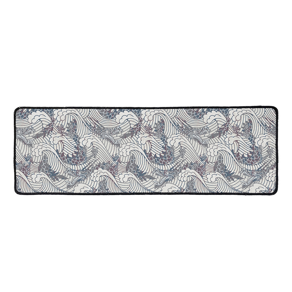 Chinese Sea Dragon Pattern Print Long Kitchen Mat