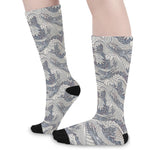 Chinese Sea Dragon Pattern Print Long Socks